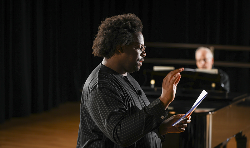 Jason Alexander Holmes directing the May Festival Youth Chorus in 2024. (Credit: Mark Lyons)