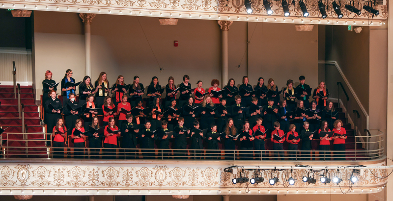 May Festival Youth Chorus, Cincinnati Boychoir and Cincinnati Youth Choir performing Gustav Mahler’s Symphony No. 8, Symphony of a Thousand for the May Festival’s 150th anniversary season in 2023. (Credit: Mark Lyons)