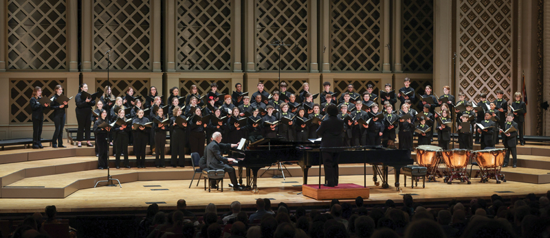 The May Festival Youth Chorus and Cincinnati Boychoir perform together at the February 2025 “All Together Now” concert, Jason Alexander Holmes conducting; David Kirkendall, piano. (Credit: Mark Lyons)