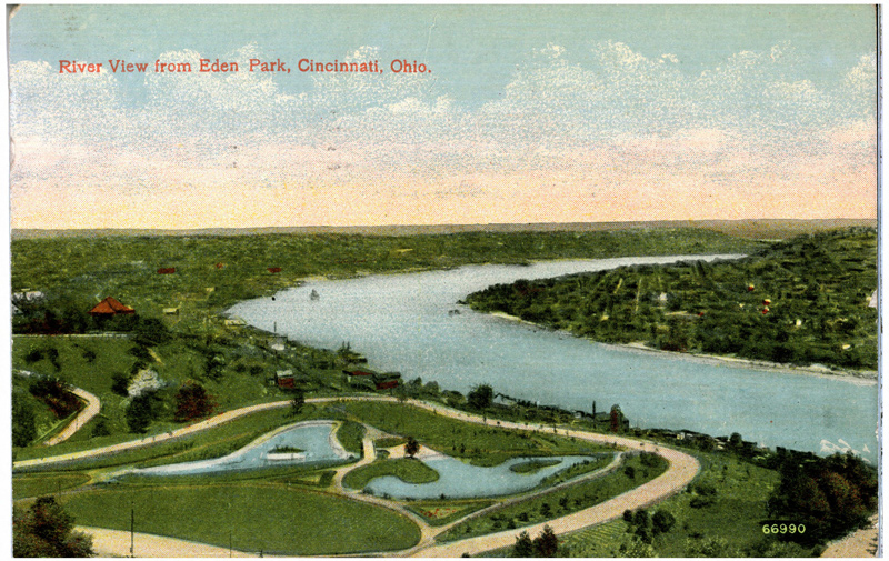 Illustration from 1914 titled “River View from Eden Park, Cincinnati, Ohio.” (Credit: Columbus Metropolitan Library)
